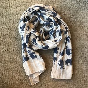 Elephant Printed Scarf in Tan and Dark Gray